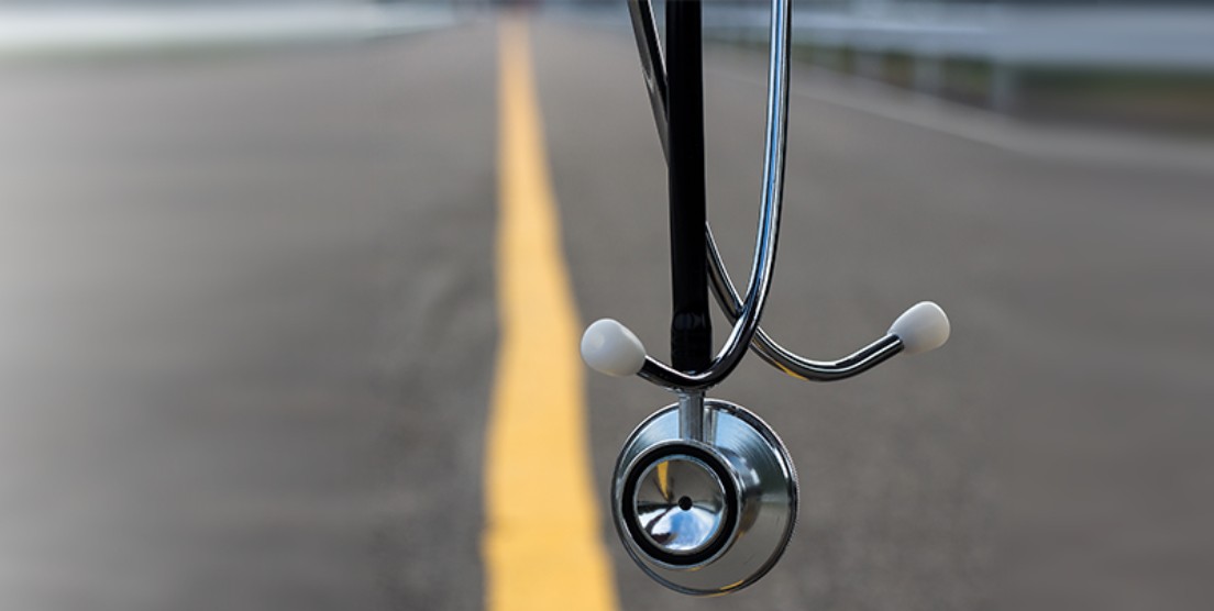 stethoscope and road